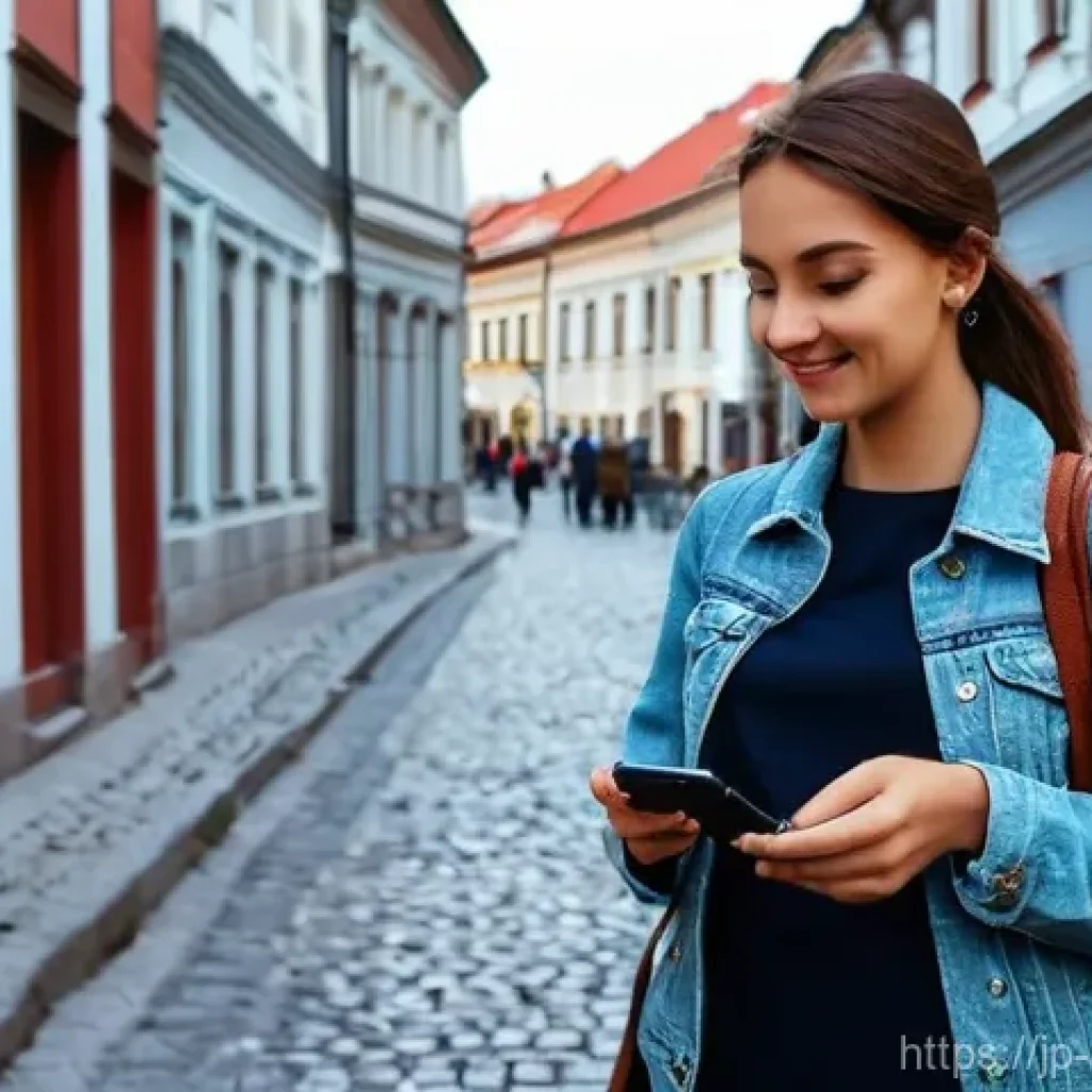 세르비아 긴급 연락처 및 대사관 정보 - **"A solo female traveler, in her late 20s, with a warm smile, stands on a picturesque cobblestone s...