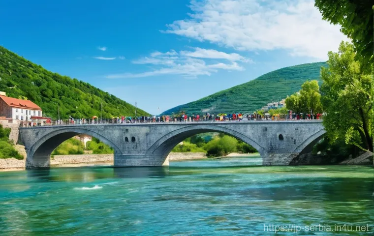 드리나 강 다리 - **Prompt 2: Historical Reverie and Literary Echoes on the Bridge**
"A poignant mid-range shot ca... 드리나 강 다리 - **Prompt 2: Historical Reverie and Literary Echoes on the Bridge**
"A poignant mid-range shot ca...